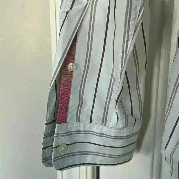 Lacoste Men's Brown Striped Long Sleeve Button-Up Shirt Size 40 - Picture 7 of 8